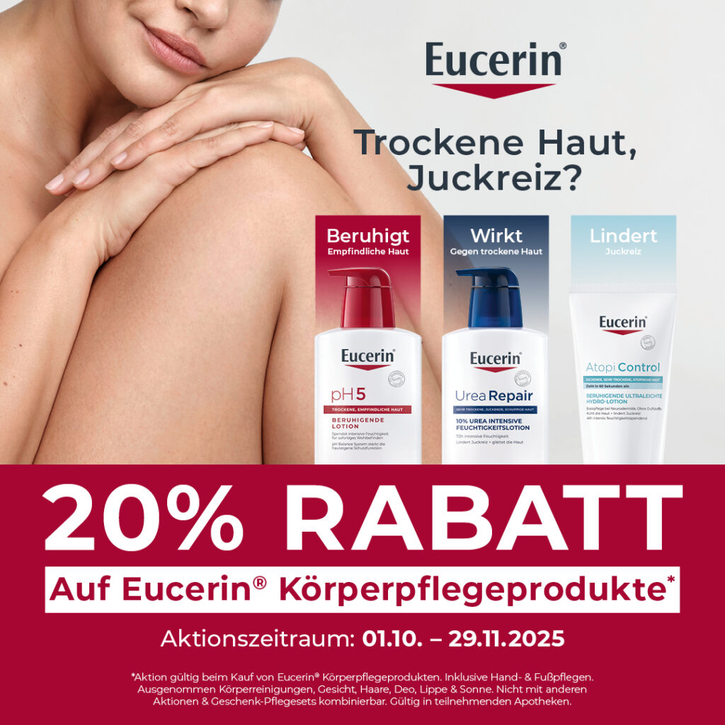 Aktionsplakat -20% auf Eucerin Körperpflegeprodukte