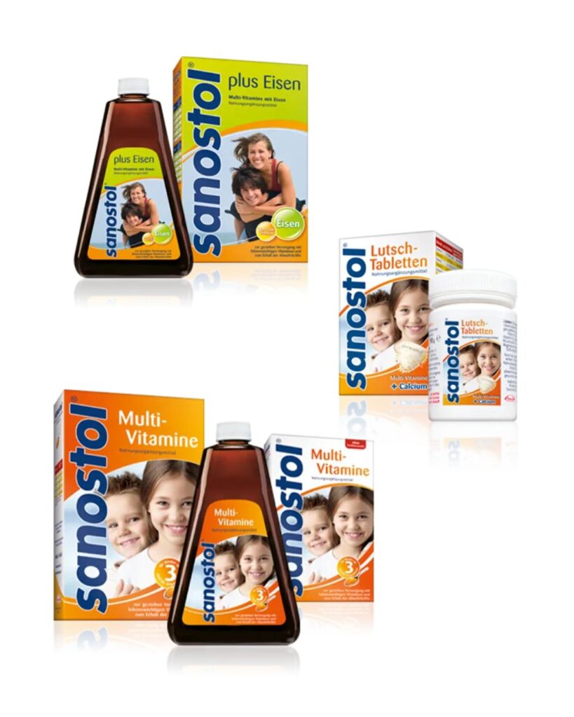 Produktbilder Sanostol Säfte 460ml und Sanostol Lutschtabletten